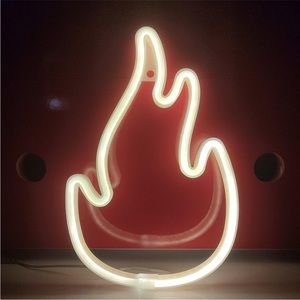 Neon Fire Flame LED Light Wall Bedroom Dorm Party House Indoor Outdoor Decor